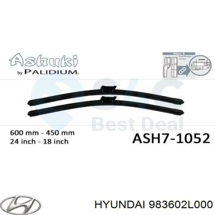 Щітка склоочисника лобового скла, пасажирська Hyundai/Kia 983602L000 ціна, від 16.94 USD