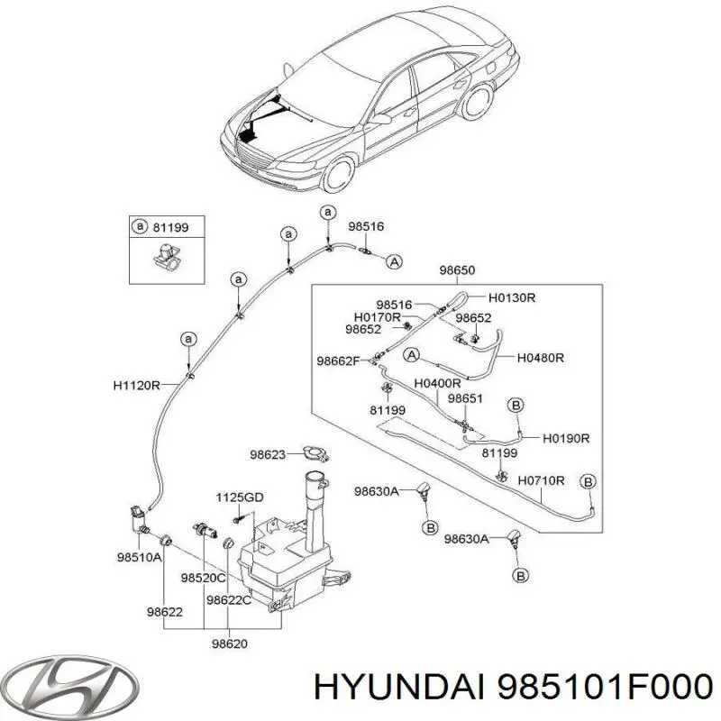 985101F000 Hyundai/Kia насос-двигун омивача скла, переднього