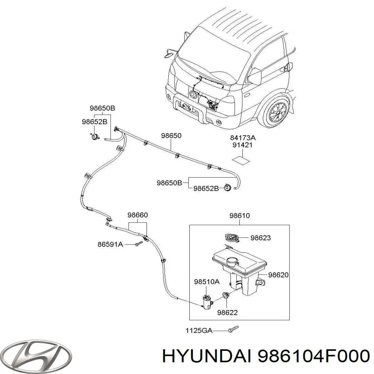 986104F000 Hyundai/Kia бачок омивача скла