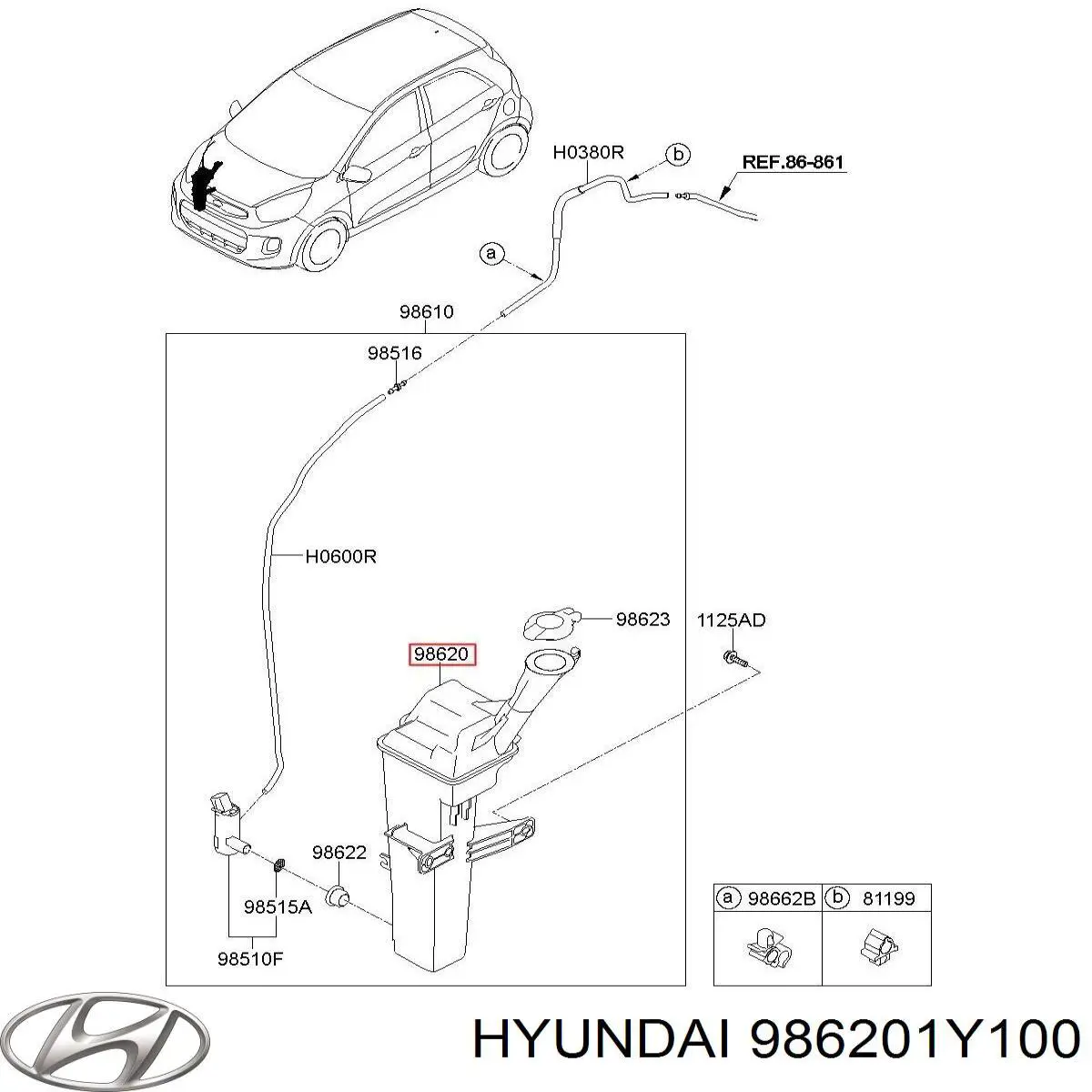 Бачок склоомивача на KIA Picanto II TA