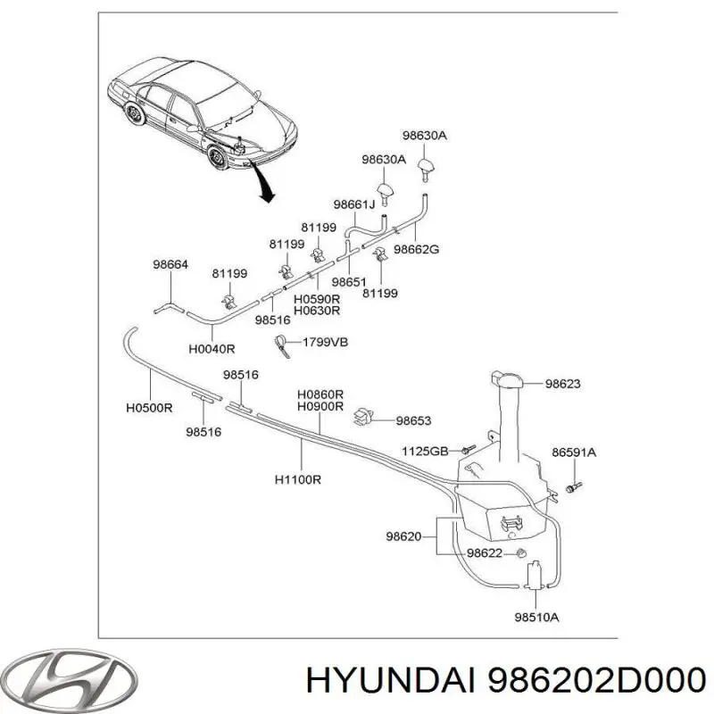 Бачок омивача скла Hyundai Elantra (XD) (Хендай Елантра)