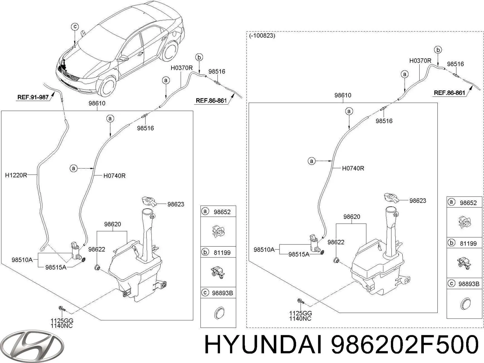 Бачок омивача лобового скла Hyundai/Kia 986202F500 ціна, від 41.03 USD
