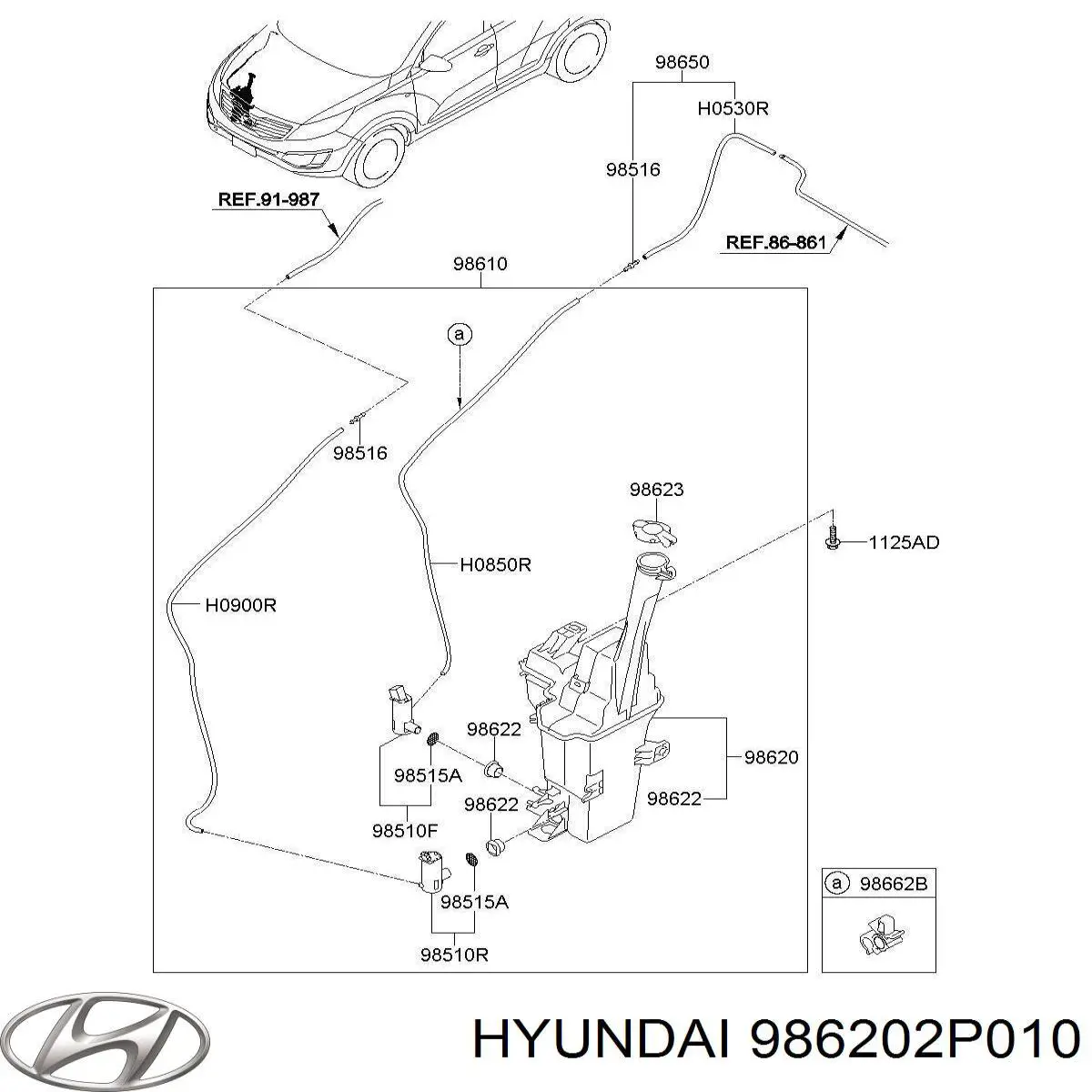 Бачок омивача лобового скла Hyundai/Kia 986202P010 ціна, від 55.24 USD