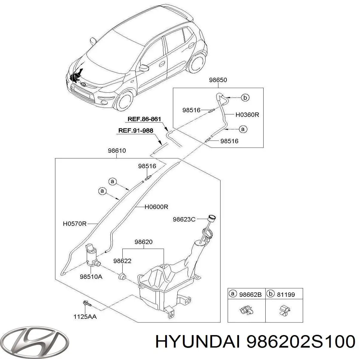 Бачок омивача лобового скла Hyundai/Kia 986202S100 ціна, від 23.76 USD
