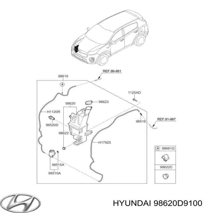 98620D9100 Hyundai/Kia бачок омивача скла