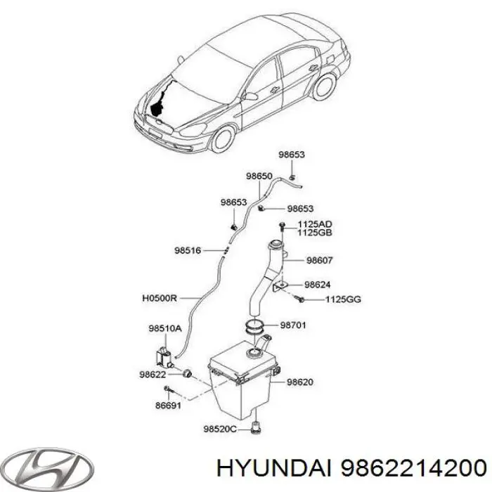 9862214200 Hyundai/Kia Ущільнююче кільце насоса омивача