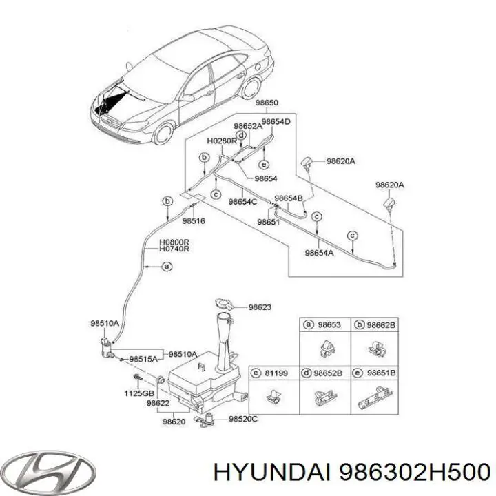 986302H500 Hyundai/Kia Форсунка омивача скла лобового, права