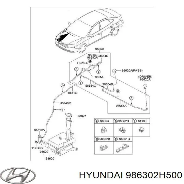 986302H500 Hyundai/Kia форсунка омивача скла лобового, права