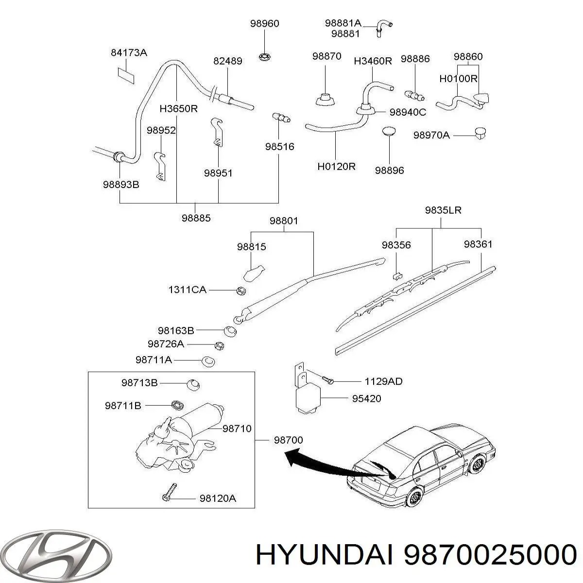 Двигун склоочисника заднього скла Hyundai Accent (LC) (Хендай Акцент)