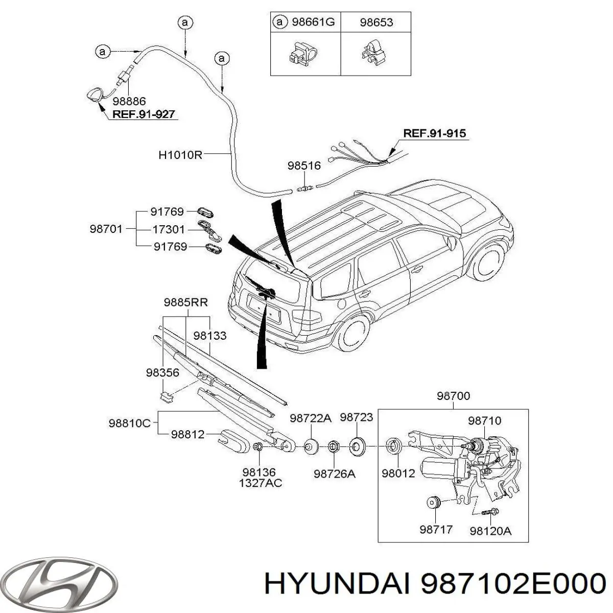 Купити 987101F000 Hyundai/Kia Двигун склоочисника заднього скла