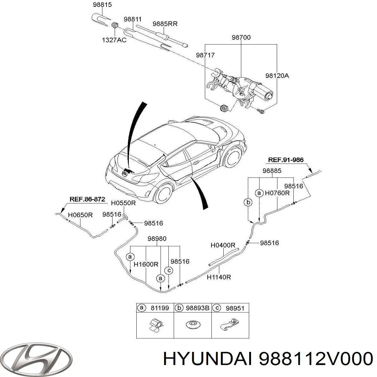 988112V000 Hyundai/Kia Важіль-поводок двірника заднього скла