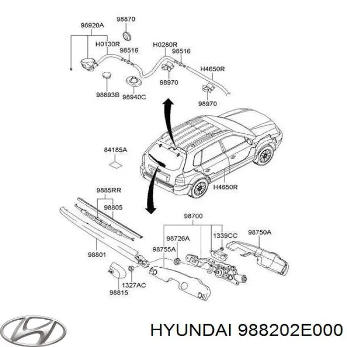 988202E000 Hyundai/Kia щітка-двірник заднього скла