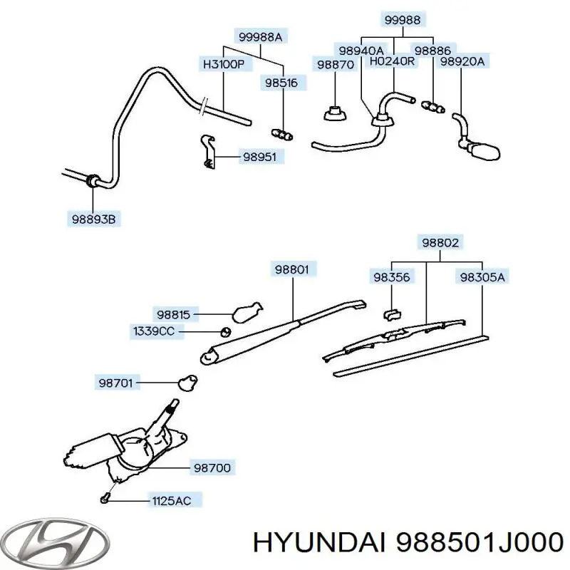 Задня щітка 988501J000 Hyundai/Kia
