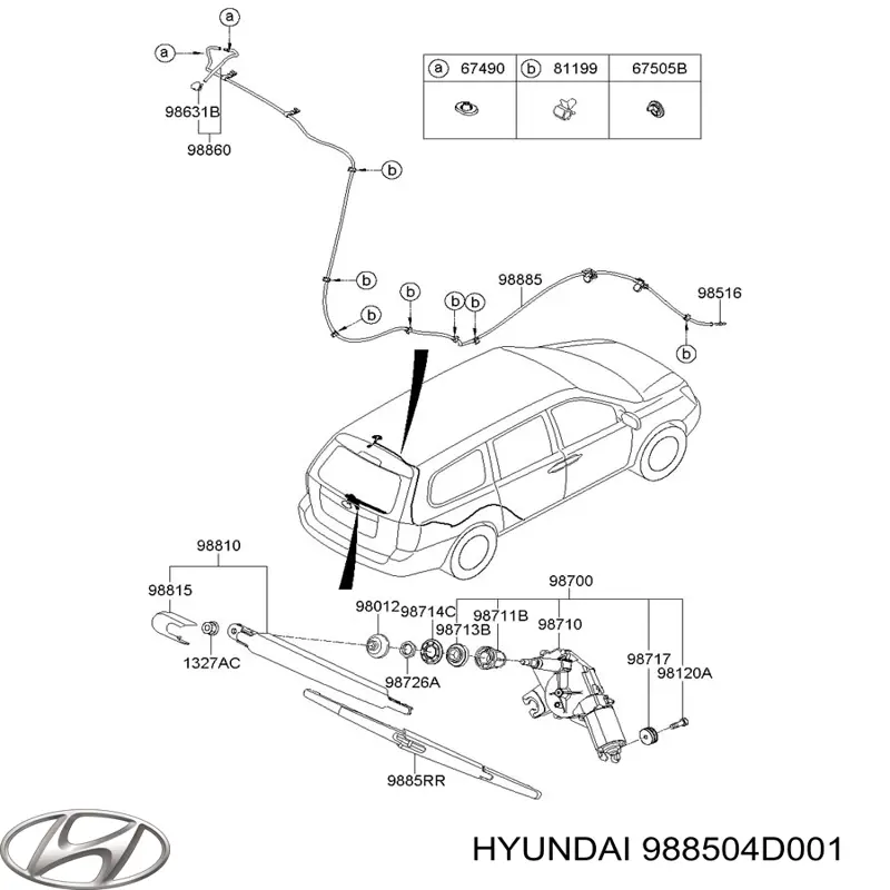 Купити 988504D001 Hyundai/Kia Щітка задня