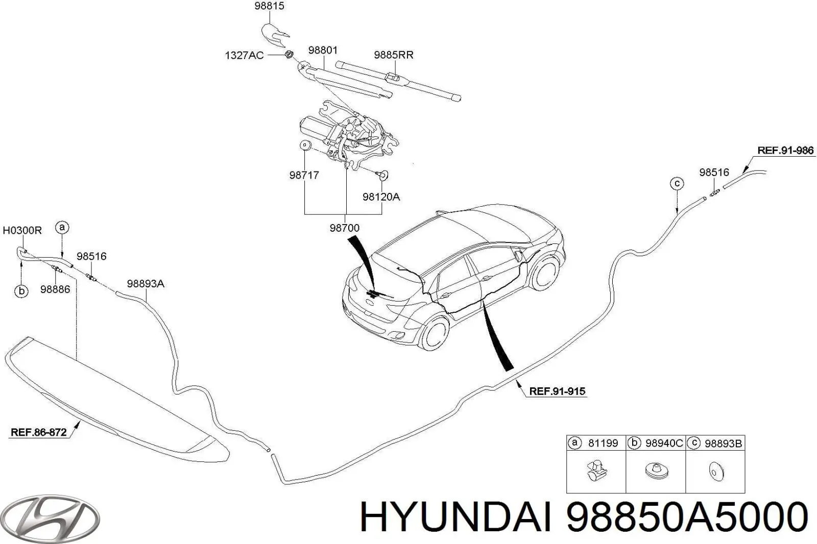 Щітка-двірник заднього скла Hyundai I30 (GDH) (Хендай Ай 30)
