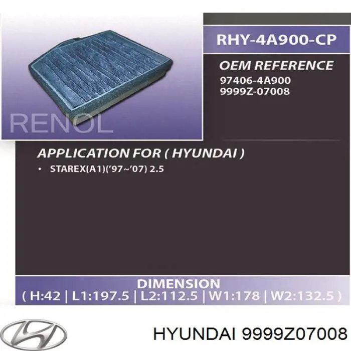 Фільтр салону 9999Z07008 Hyundai/Kia