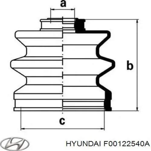 Пильник ШРУСа внутрішній, передній піввісі F00122540A Hyundai/Kia