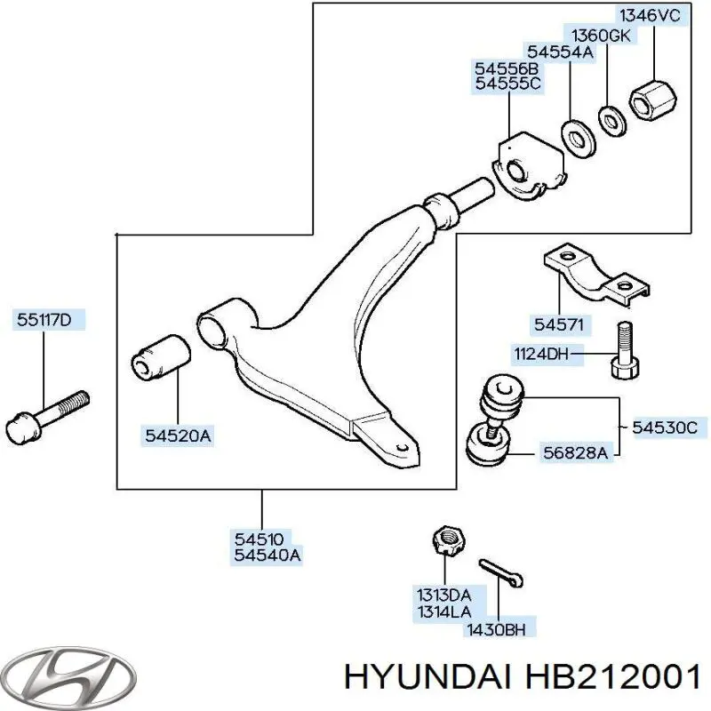 Важіль передній лівий Hyundai/Kia HB212001 ціна, від 55.37 USD