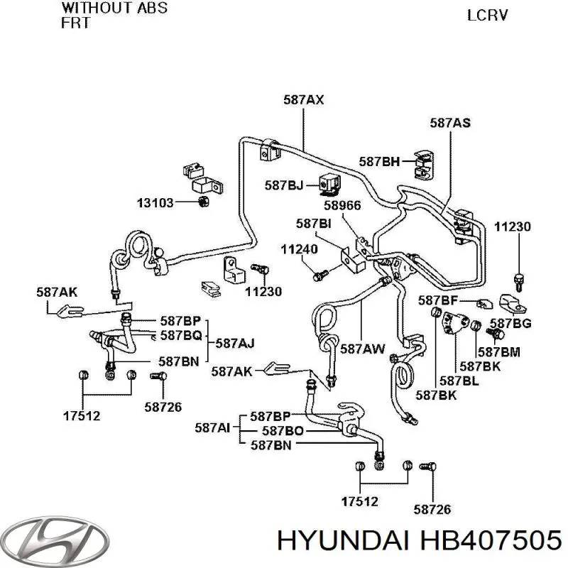 Шланг гальмівний передній, лівий Hyundai Galloper (JK) (Хендай Галлопер)