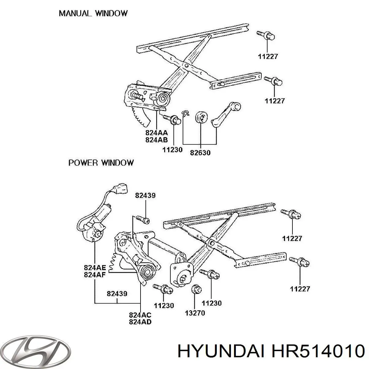 HR514010 Hyundai/Kia Підйомник механічний вітрового скла
