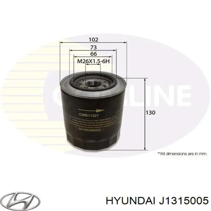 Купити J1315005 Hyundai/Kia Фільтр очищення масла відцентровий