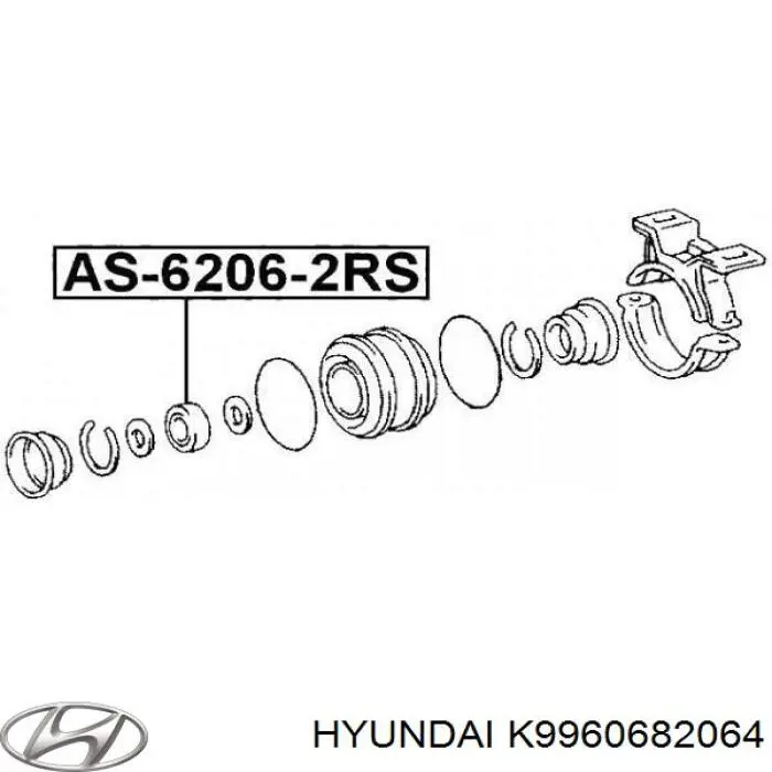 Підвісний підшипник передньої піввісі Hyundai/Kia K9960682064 ціна, від 5.64 USD