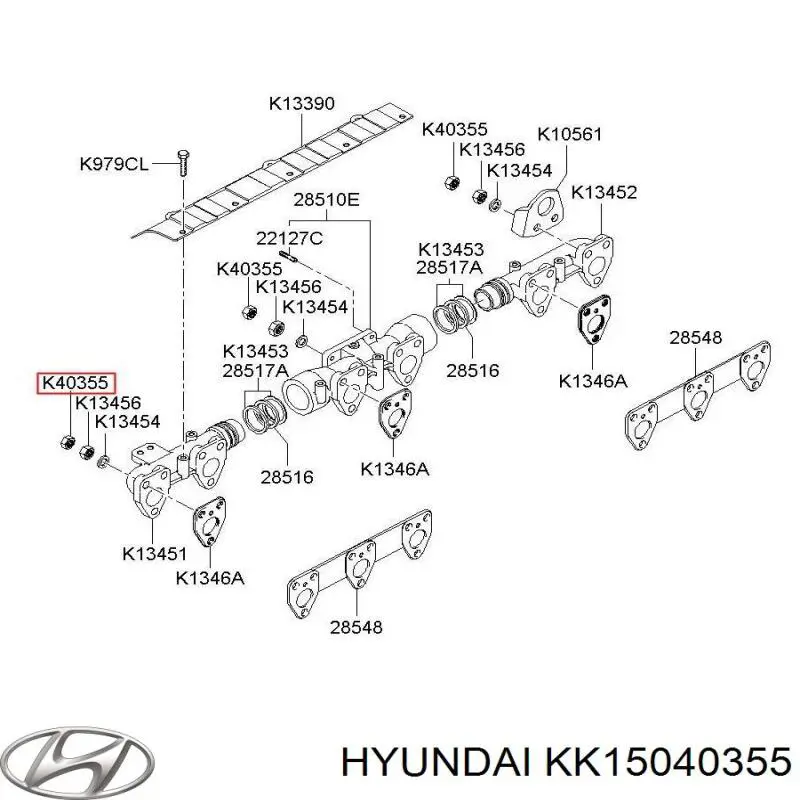 Купити KK15040355 Hyundai/Kia Гайка кріплення приймальної труби глушника (штанів)