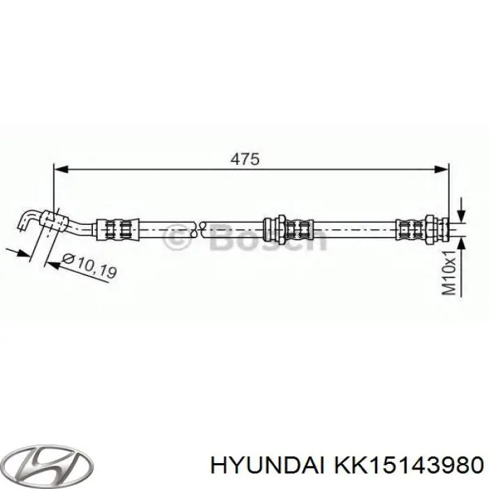 Шланг гальмівний передній Hyundai/Kia KK15143980 ціна, від 4.81 USD