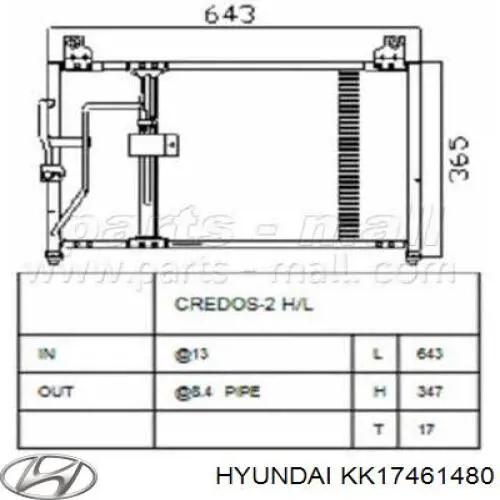 KK17461480 Hyundai/Kia радіатор кондиціонера