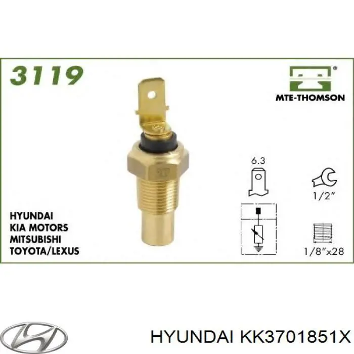 Термодатчик охолоджуючої рідини Hyundai/Kia KK3701851X ціна, від 4.59 USD