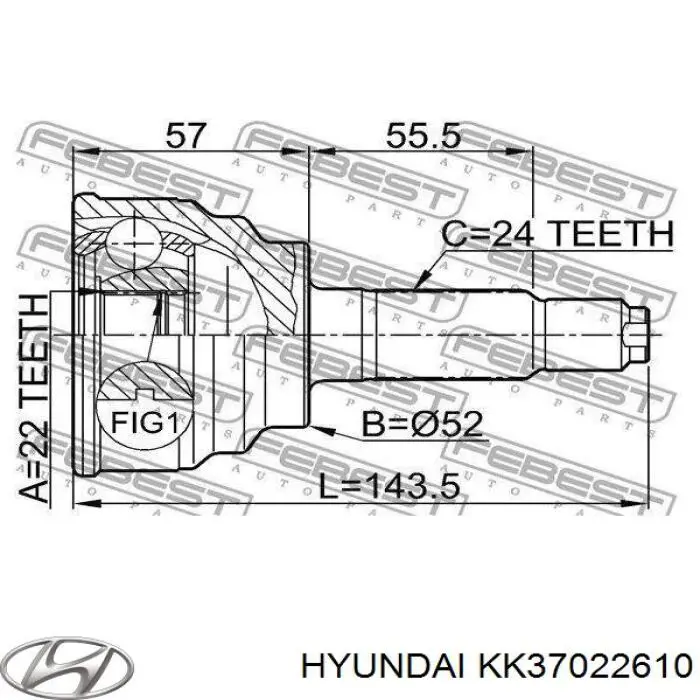 KK37022610 Hyundai/Kia шрус зовнішній передній