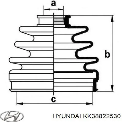 Пильник шарніра кутових швидкостей зовнішній передній Hyundai/Kia KK38822530 ціна, від 3.64 USD