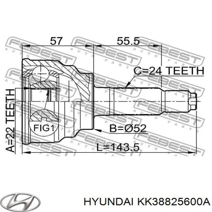 Привід передній лівий Hyundai/Kia KK38825600A ціна, від 173.39 USD