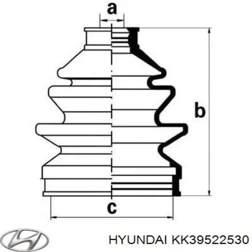 Пильник ШРУСа зовнішній, передній піввісі KK39522530 Hyundai/Kia