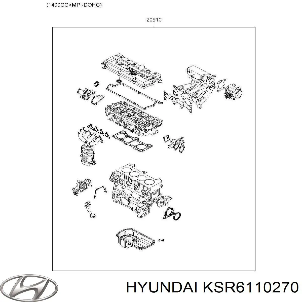 KSR6110270 Hyundai/Kia Набір прокладок двигуна