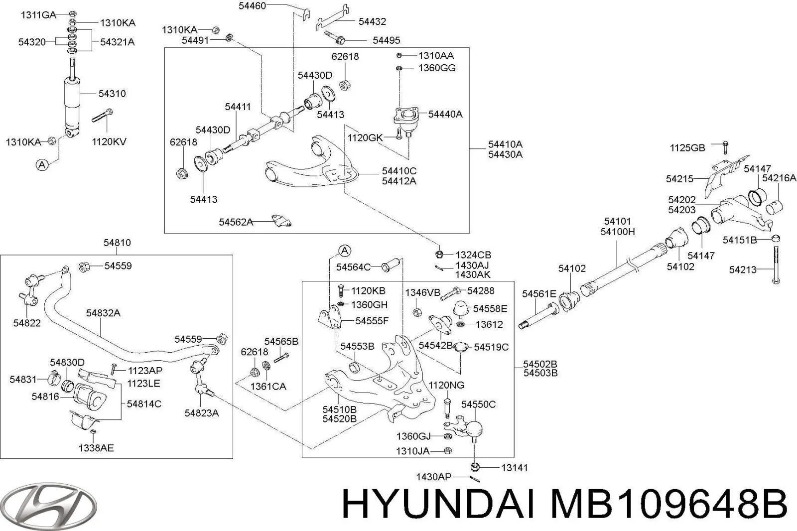 MB109648B Hyundai/Kia Важіль передньої підвіски нижній, правий