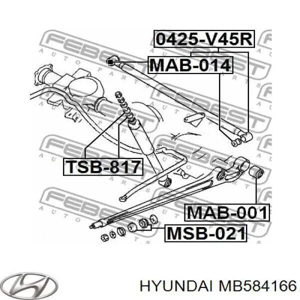 Сайлентблок тяги поперечної, задньої підвіски MB584166 Hyundai/Kia