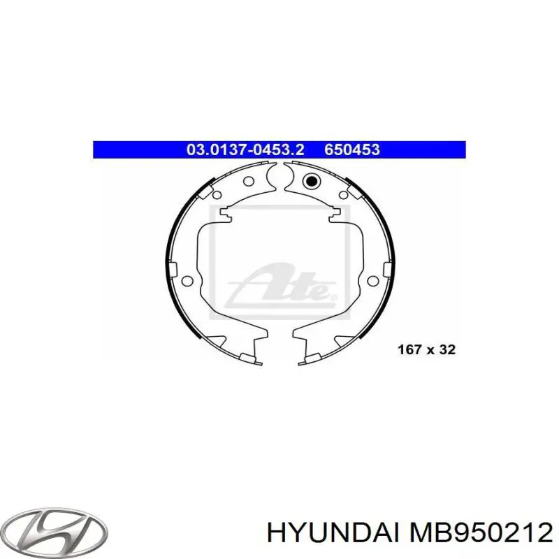 Колодки гальмові задні, барабанні MB950212 Hyundai/Kia