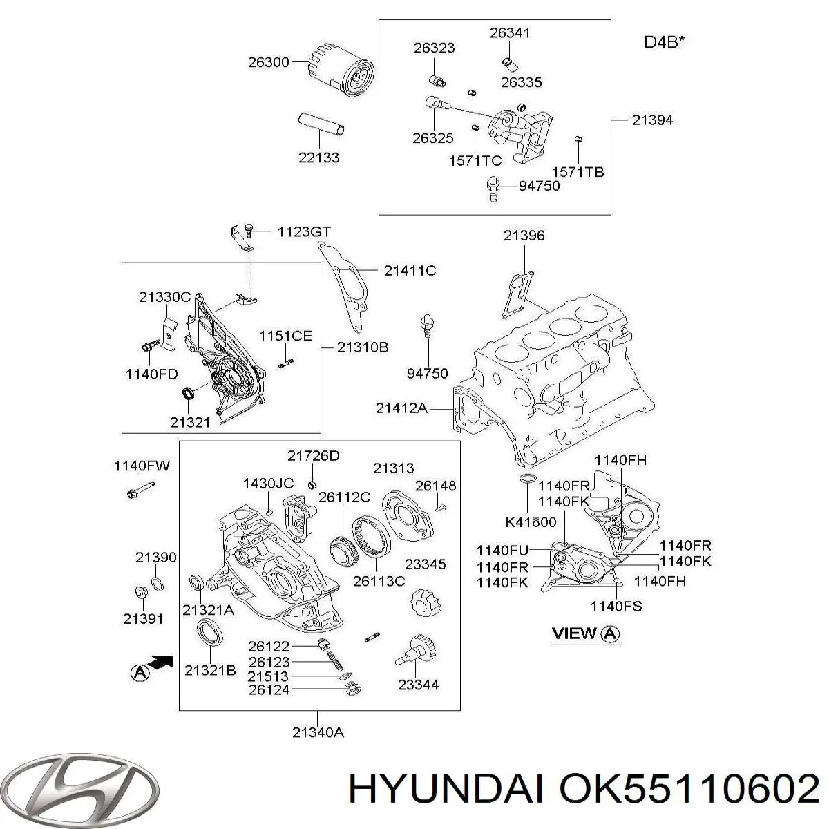 Сальник колінвала двигуна, передній OK55110602 Hyundai/Kia