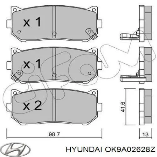 Задні гальмівні колодки OK9A02628Z Hyundai/Kia