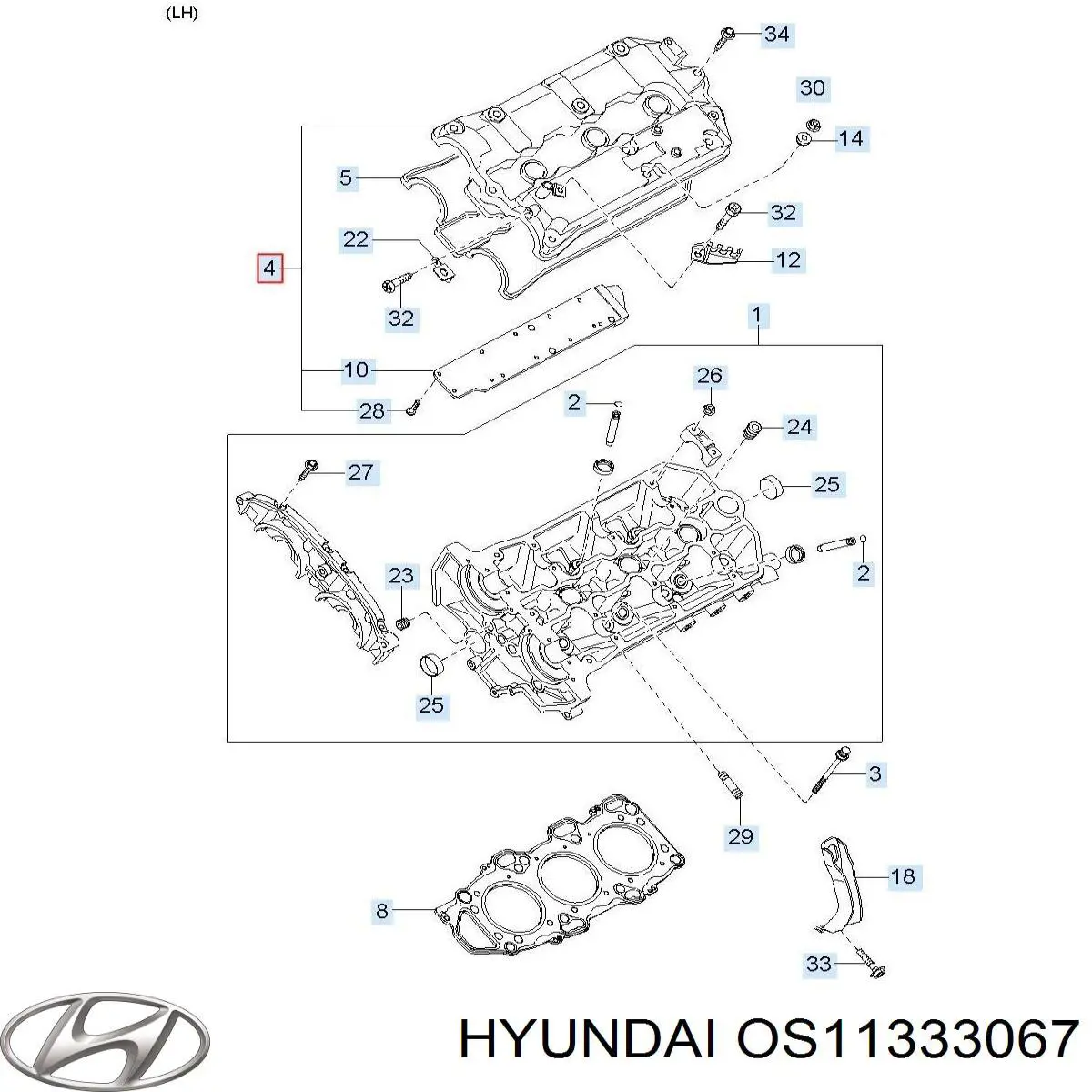 Купити OS11333067 Hyundai/Kia Сальник задньої маточини, зовнішній