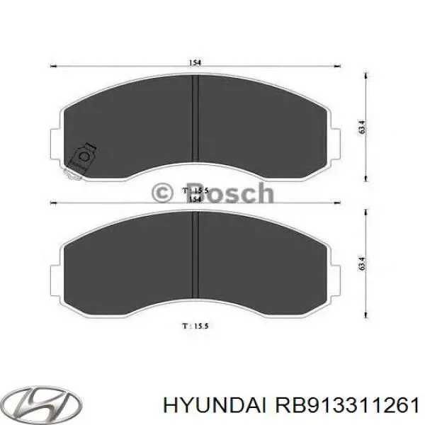 Гальмівні колодки Hyundai/Kia RB913311261 ціна, від 25.37 USD