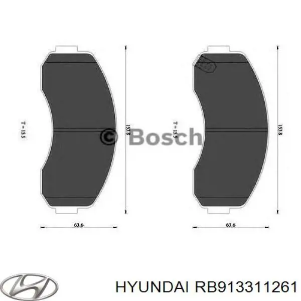 Купити RB913311261 Hyundai/Kia Колодки гальмівні передні, дискові