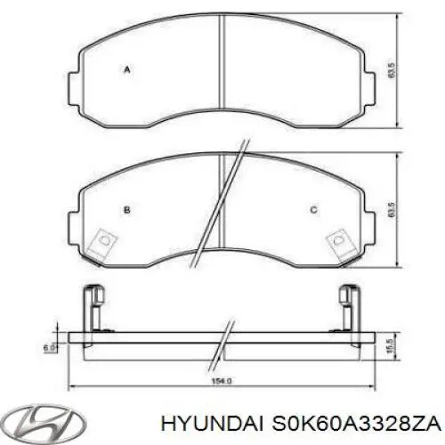 Колодки гальмівні передні, дискові S0K60A3328ZA Hyundai/Kia