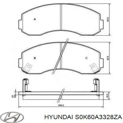 Гальмівні колодки Hyundai/Kia S0K60A3328ZA ціна, від 25.37 USD