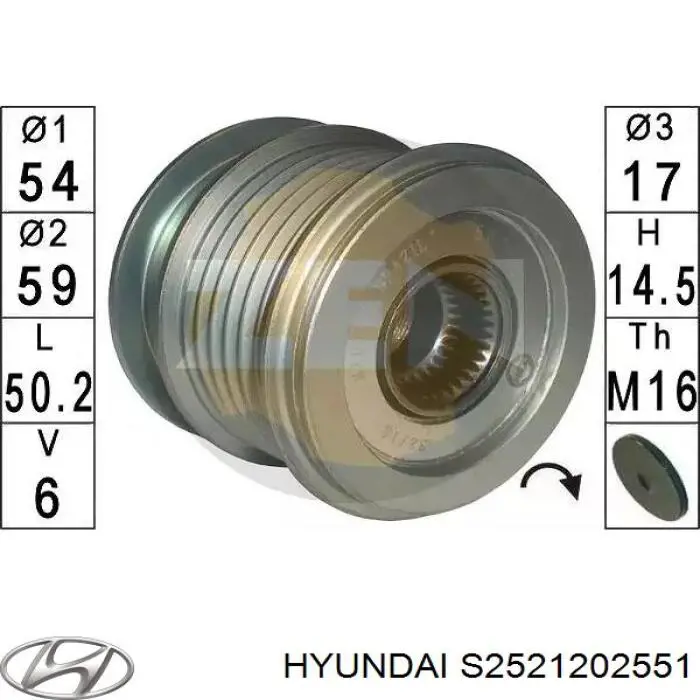 Ремінь приводний, агрегатів S2521202551 Hyundai/Kia