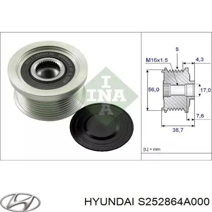 Натяжний ролик Hyundai/Kia S252864A000 ціна, від 12.67 USD