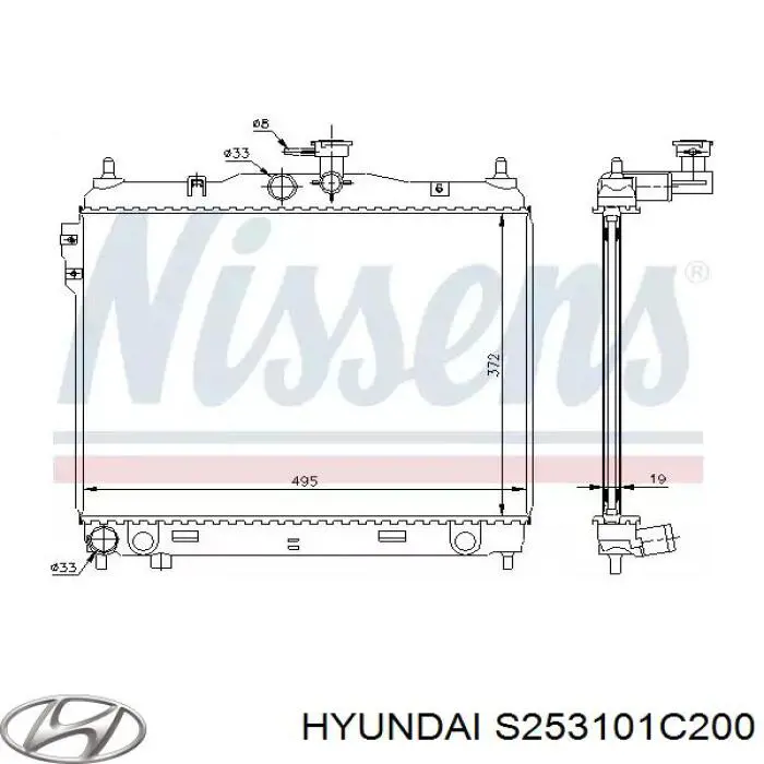 S253101C200 Hyundai/Kia радіатор охолодження двигуна