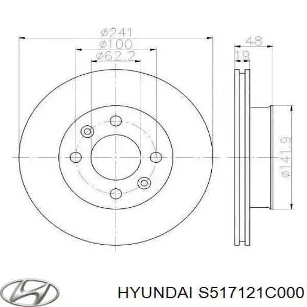Диск переднього гальма Hyundai/Kia S517121C000 ціна, від 31.21 USD