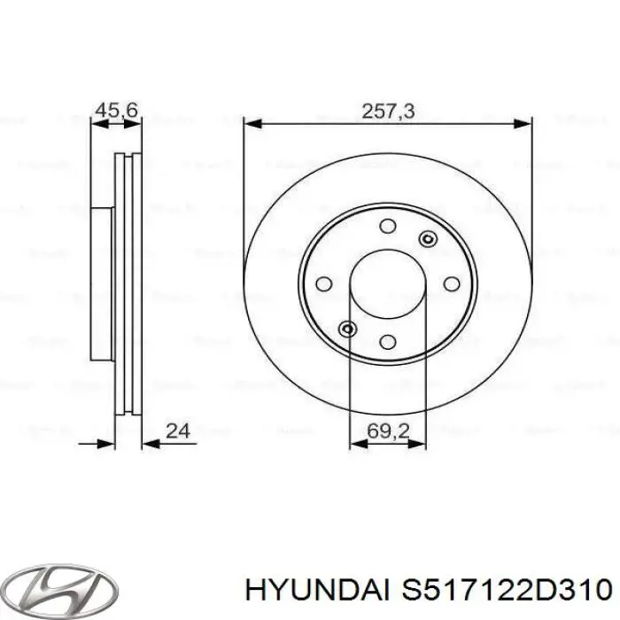Диск переднього гальма Hyundai/Kia S517122D310 ціна, від 30.59 USD